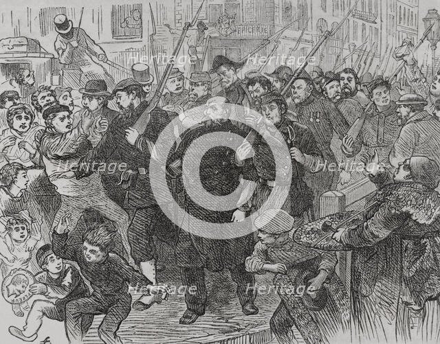 Franco-German War (1870-1871): Arrest of Napoleon III spies in Paris, 1871.  Creator: Unknown.