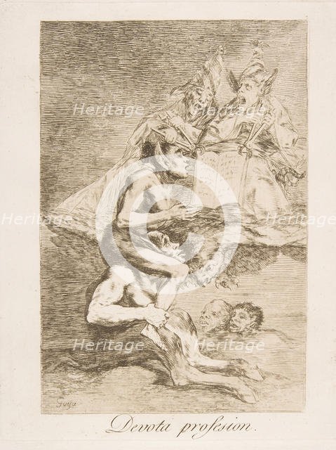 Plate 70 from 'Los Caprichos': Devout Profession (Devota profesion.), 1799. Creator: Francisco Goya.