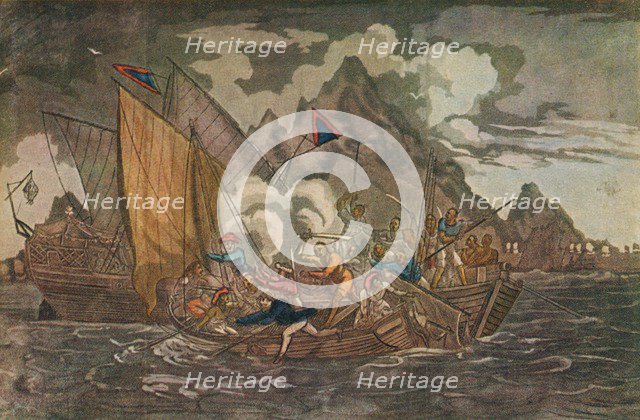 'Ships Attacked by Pirates', c1808. Artist: Unknown.