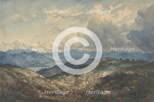 Mountainous Landscape with Approaching Thunderstorm, 19th century. Creator: Anon.
