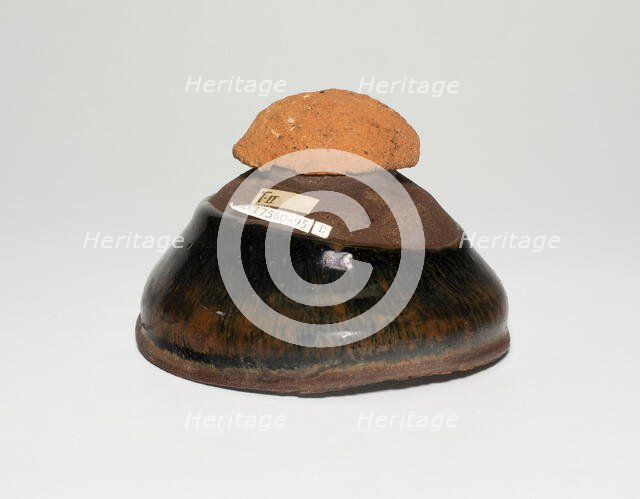 Fragmentary Bowl, with clay firing cushion, Song dynasty (960-1279), 12th/13th century. Creator: Unknown.
