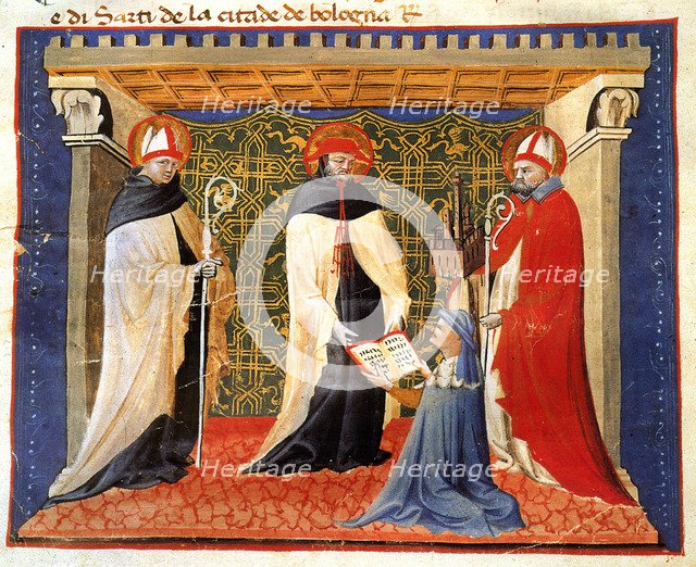 Illustration from Statuti della Società dei Drappieri, 1407.