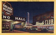 'Gaming Clubs at Night, Las Vegas, Nevada', postcard, 1946. Artist: Unknown