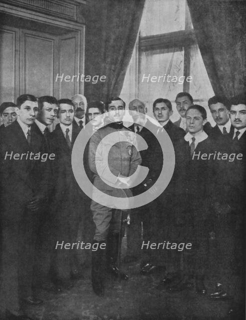 'Le prince Alexandre et les Lyceens de Paris; reception par le prince regent de Serbie..., 1916. Creator: Manuel.