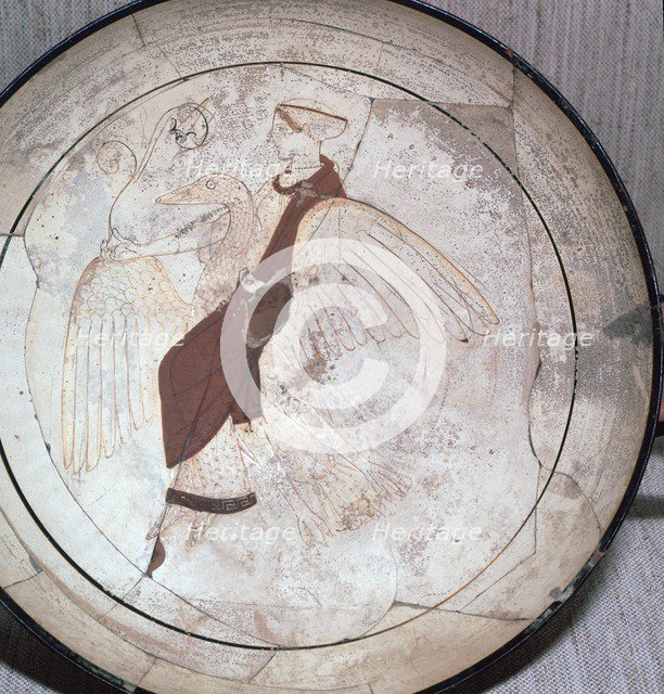 Detail of a kylix showing Aphrodite riding on a goose, 5th century BC.  Artist: Pistoxenos painter