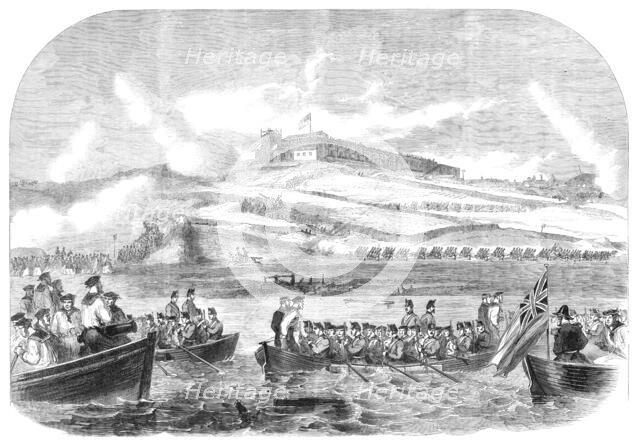 The siege operations in St. Mary’s Creek, Chatham: boats advancing to the assault, 1864. Creator: Unknown.