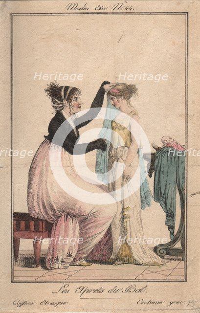 Preparations for the ball: Etruscan Hairstyle, Greek Costume, 1801.