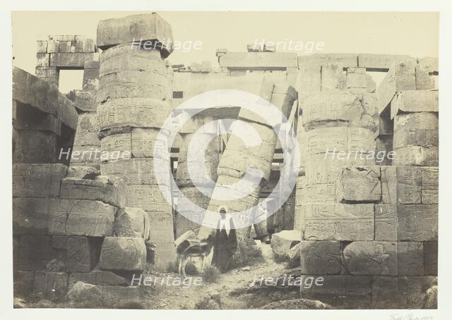 Pillars in the Great Hall, Karnac, 1857. Creator: Francis Frith.