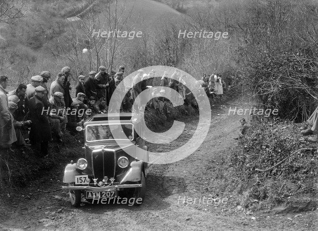 Jowett of GA Ladwig competing in the MCC Lands End Trial, 1935. Artist: Bill Brunell.