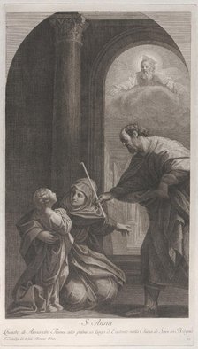 Saint Anne kneeling holding the Virgin..., 1760-1800. Creator: Giuliano Traballesi.