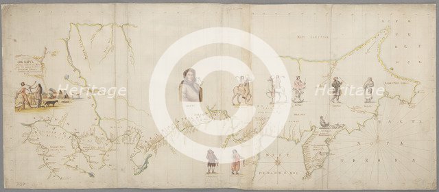 The Map of the First Kamchatka Expedition, 1725-1730. Artist: Bering, Vitus Jonassen (1681-1741)