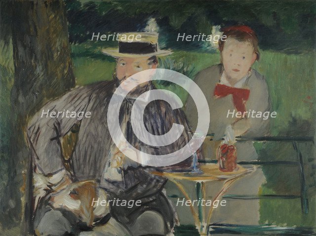 Portrait of Ernest Hoschedé with his Daughter Marthe, c. 1876. Artist: Manet, Édouard (1832-1883)