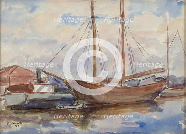 Boat dock on an archipelago, 1924. Creator: Emil Jankes.