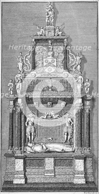 Memorial to Thomas Sutton in the chapel of Charterhouse, Finsbury, London.                           Artist: Anon