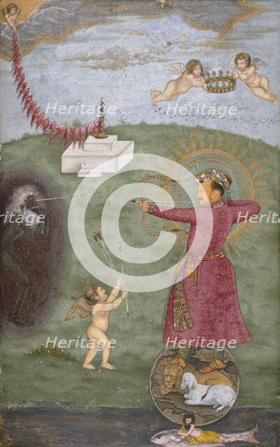 Emperor Jahangir Triumphing Over Poverty (image 2 of 2), between c1620 and c1625. Creator: Abu'l-Hasan.