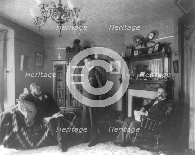 Three men in an interior, between c1890 and c1910. Creator: Frances Benjamin Johnston.