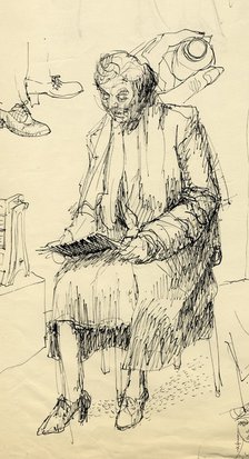 Seated woman reading, 1953. Creator: Shirley Markham.