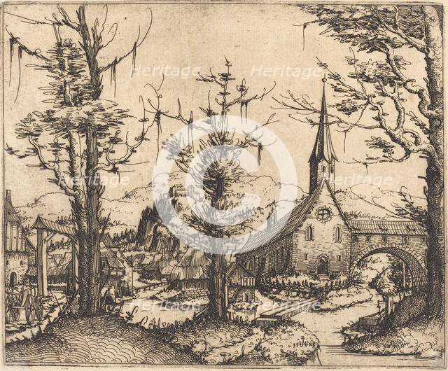 Landscape with a Village Church, 1545. Creator: Augustin Hirschvogel.