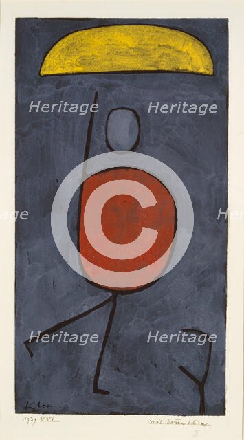 With an umbrella, 1939. Creator: Klee, Paul (1879-1940).