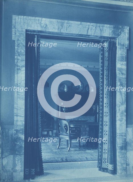 Willard Hotel - view through a curtained doorway to a lounge, between 1901and 1910. Creator: Frances Benjamin Johnston.