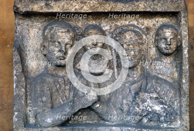 Roman Family on a grave-slab. Artist: Unknown.