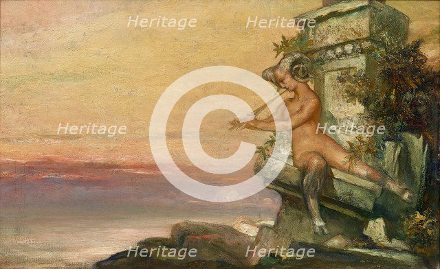 A faun playing the flute.