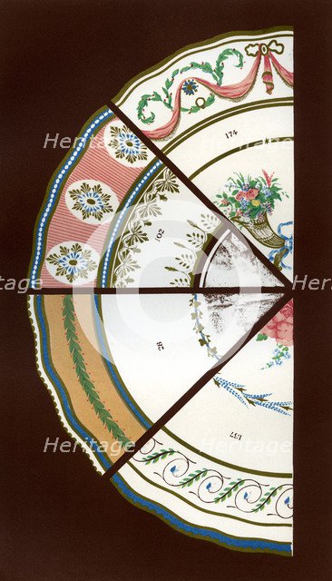 Derby patterns of dinner and dessert services, 1876.  Artist: Hall & England