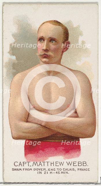 Captain Matthew Webb, Swam from Dover, England to Calais, France, from World's Champions, ..., 1888. Creator: Allen & Ginter.