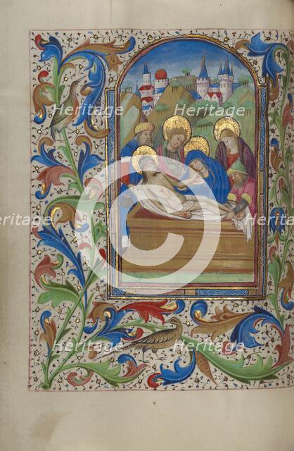 The Entombment; Book of Hours, about 1450-1455. Creator: Master of the Lee Hours.
