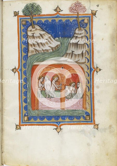 Miniature from De balneis puteolanis by Petrus de Ebulo, 14th century. Creator: Anonymous master.