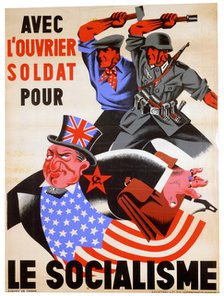 'With the workman and soldier for Socialism', Belgian pro-Nazi propaganda poster, c1941-1944. Artist: Unknown