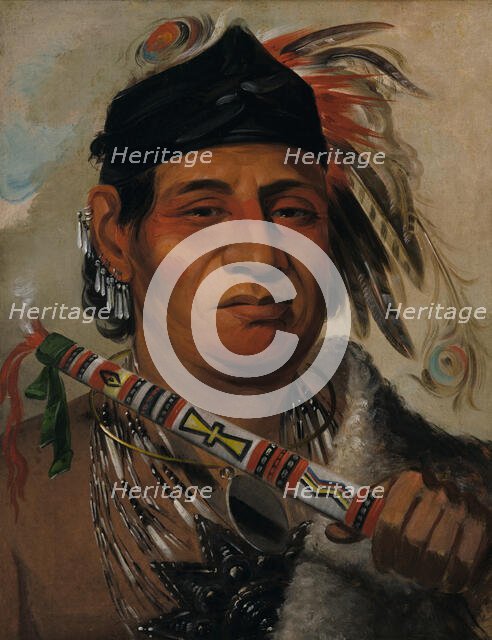 Mah-kée-mee-teuv, Grizzly Bear, Chief of the Tribe, 1831. Creator: George Catlin.