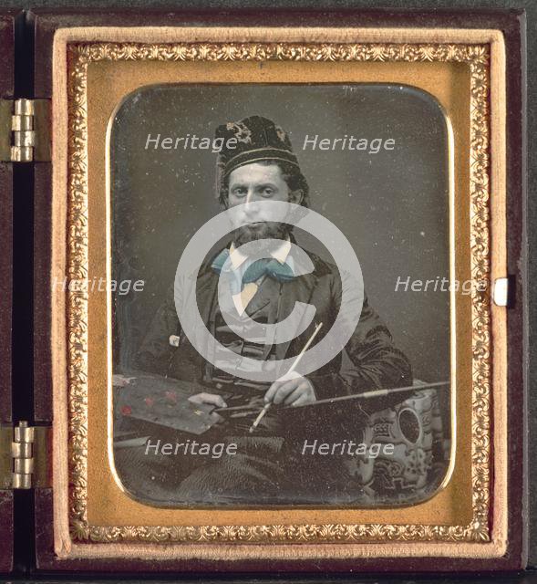 Artist with His Palette and Brushes, c. 1850s. Creator: Unidentified Photographer.