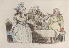 A Young Woman (Heiress) Prepares to Sign a Document, 1780-1800., 1780-1800. Creator: Imitator of Thomas Rowlandson.