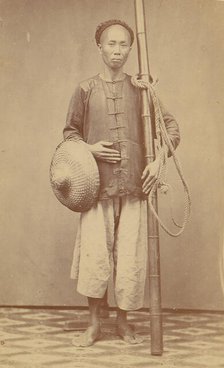 Man with Bamboo Pole, 1870s. Creator: Unknown.