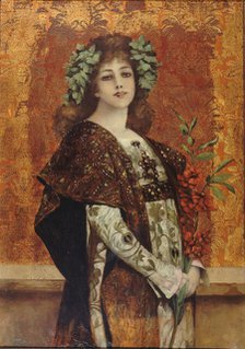 Portrait of Sarah Bernhardt (1844-1923) as Gismonda, ca 1896. Creator: Chartran, Théobald (1849-1907).