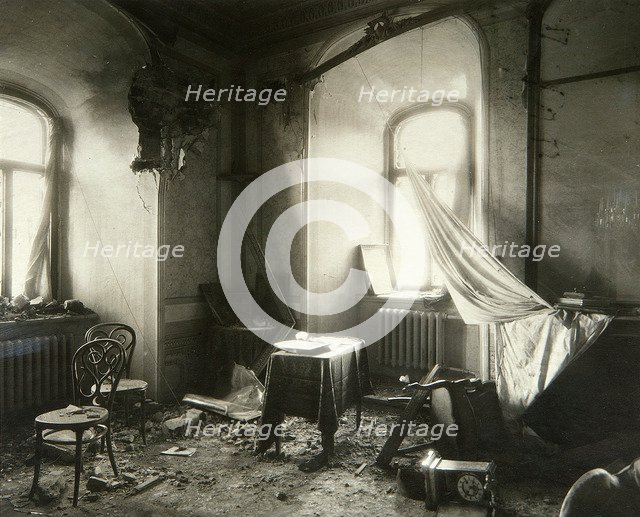 The Chudov Monastery in the Moscow Kremlin after shelling in November 1917. Artist: Pyotr Petrovich Pavlov