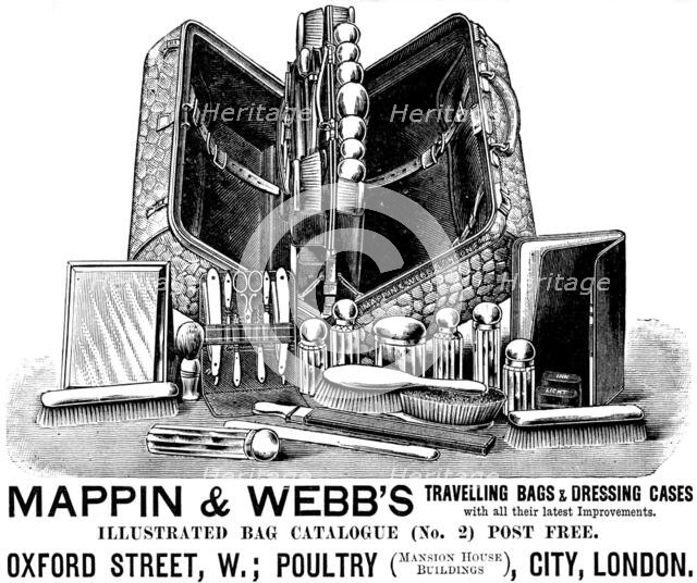 Advertisement for Mappin & Webb’s Travelling Bags & Dressing Cases, 1890. Creator: Unknown.
