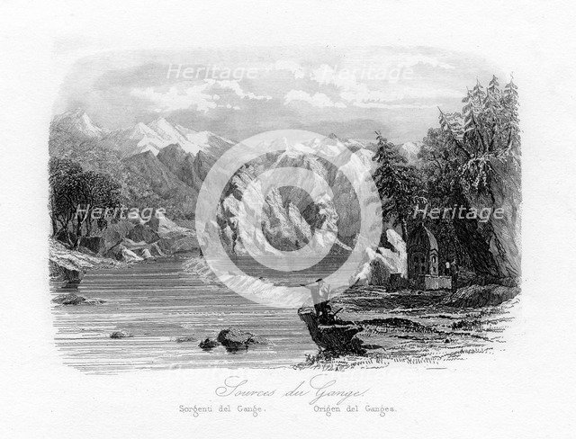 Source of the Ganges, India, c1840. Artist: N Remond