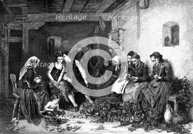 "Hop-Picking in Germany", by Rudolph Hirth, 1872. Creator: Unknown.