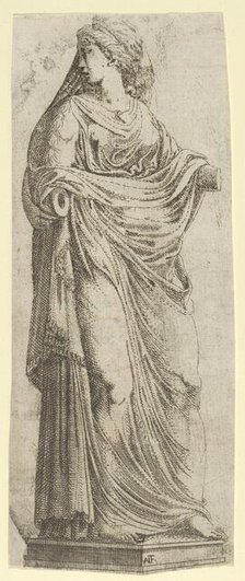 Woman Turned to the Right, 1540-45. Creator: Antonio Fantuzzi.