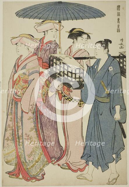 Going to a Picnic, from the series "A Brocade of Eastern Manners (Fuzoku Azuma no..., c.1783/84. Creator: Torii Kiyonaga.