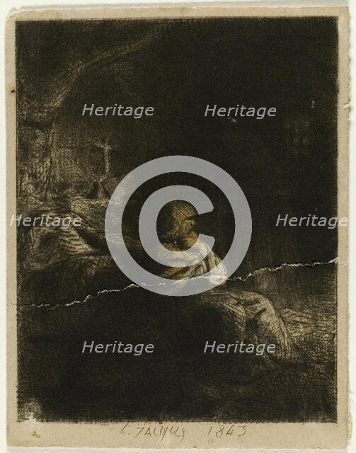 Monk at Prayer, 1843. Creator: Charles Emile Jacque.