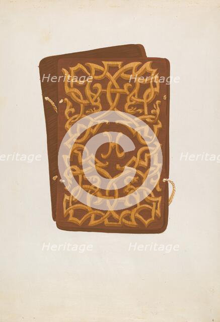 Carved Wood Book Cover, c. 1936. Creator: Natalie Simon.