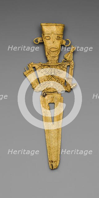 Figurine (Tunjo) of a Standing Figure with Crossed Bands Covering Torso, A.D. 1000/1500. Creator: Unknown.