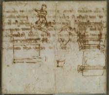 Slight Sketches of Architecture and a small Figure Study, late 15th-early 16th century. Artist: Michelangelo Buonarroti.