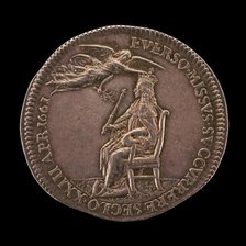 King Charles II Enthroned, being Crowned by Peace [reverse], 1661. Creator: Thomas Simon.
