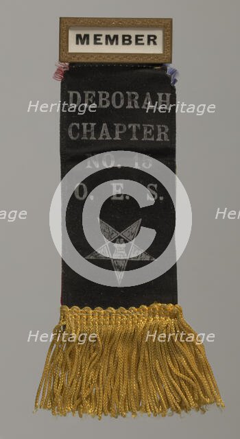 Member badge for the Deborah Chapter of the Order of the Eastern Star, 20th century. Creator: Unknown.