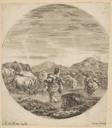 Two Women Crossing a Stream, ca. 1646. Creator: Stefano della Bella.