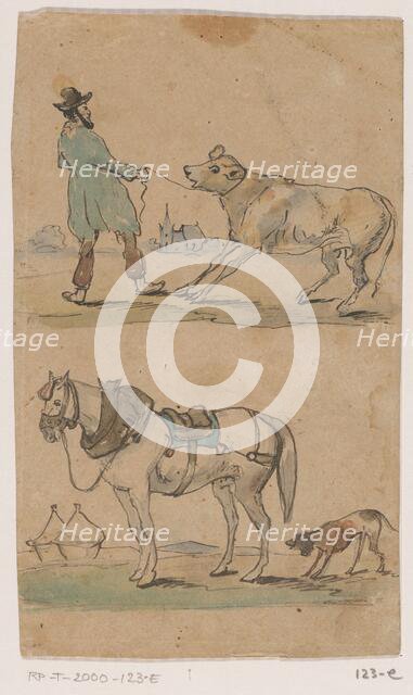 Calf and horse, 1849. Creator: Johannes Tavenraat.